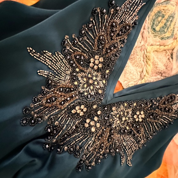 NWT Free People & Candela Satin Jeweled Maxi Gown Size 6 - Picture 7 of 12